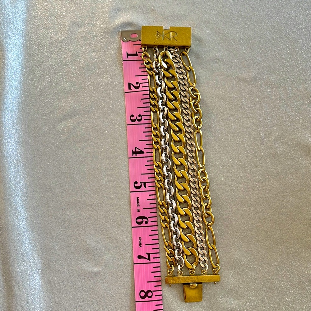 Silpada KR Tough Luxe Multi Chain Bracelet Brass & Silver with Box Clasp